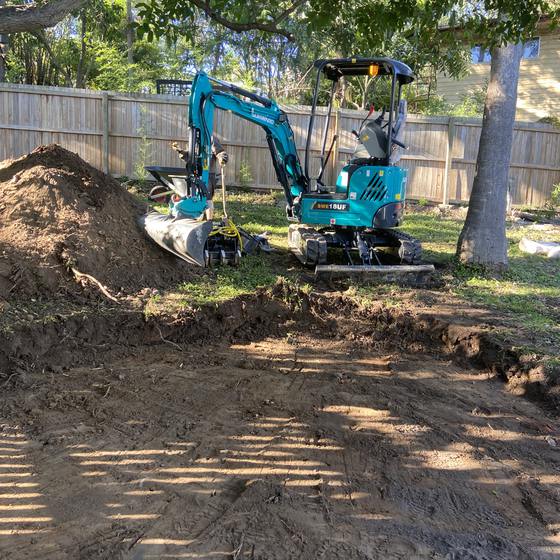 Back yard stripped and levelled
