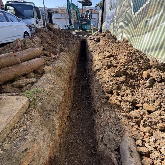 Service trench run down a side boundary