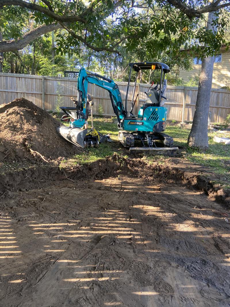 Back yard stripped and levelled