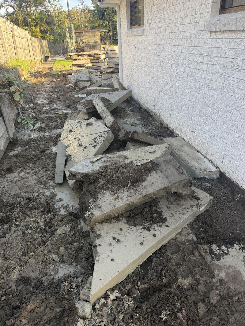 Cut slab broken out and stacked ready to load
