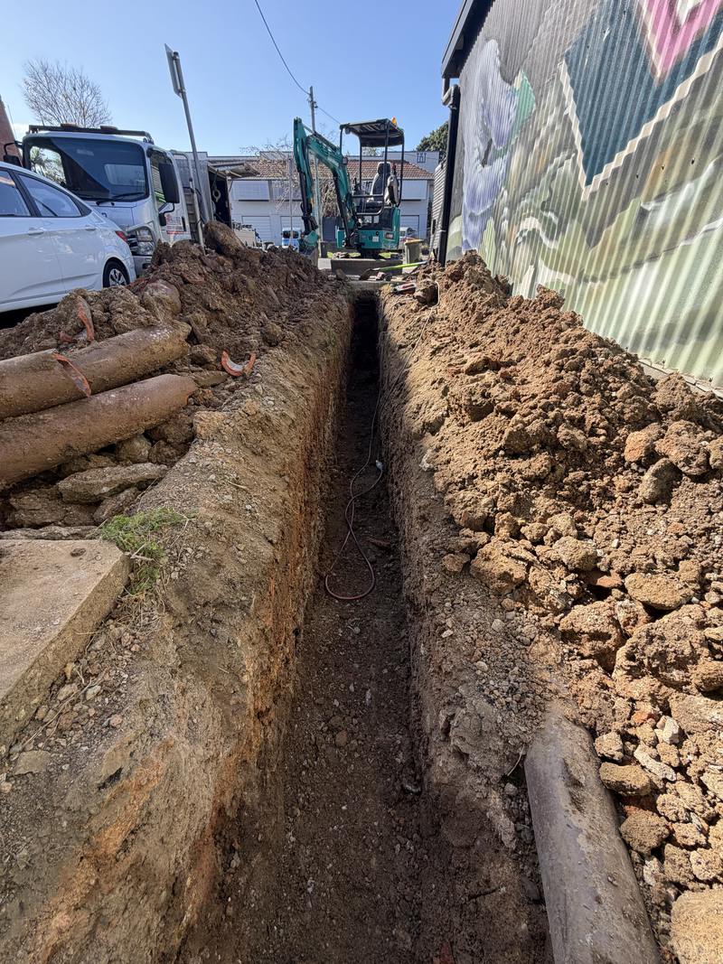 Service trench run down a side boundary